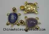 NGP1305 43*60mm tortoise agate pendants with crystal pave alloy settings