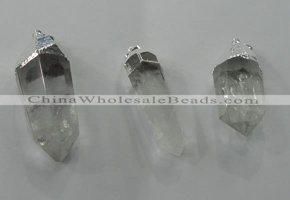 NGP1350 10*35mm - 15*60mm faceted nuggets white crystal pendants