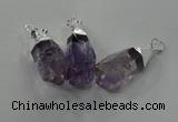 NGP1353 15*30mm - 18*40mm faceted nuggets amethyst pendants