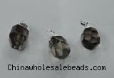 NGP1355 15*25mm - 18*30mm faceted nuggets smoky quartz pendants