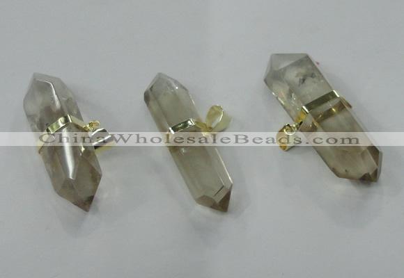 NGP1362 12*35mm - 16*55mm faceted nuggets smoky quartz pendants