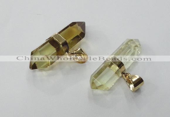 NGP1363 7*35mm - 11*30mm faceted nuggets lemon quartz pendants
