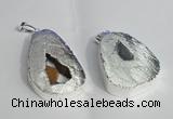 NGP1385 35*40mm - 40*50mm freeform plated druzy agate pendants