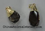 NGP1391 15*25mm - 20*35mm faceted nuggets smoky quartz pendants