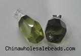 NGP1392 15*20mm - 15*30mm faceted nuggets lemon quartz pendants