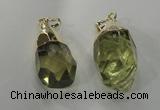 NGP1393 18*25mm - 15*35mm faceted nuggets lemon quartz pendants