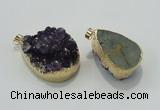 NGP1402 22*35mm - 30*40mm freeform druzy amethyst pendants wholesale