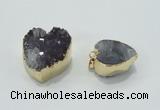 NGP1404 20*25mm - 25*30mm heart druzy amethyst pendants wholesale