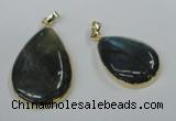 NGP1409 22*30mm - 25*35mm flat teardrop labradorite pendants wholesale