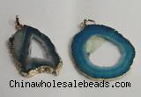 NGP1430 30*45mm - 45*55mm freeform plated druzy agate pendants