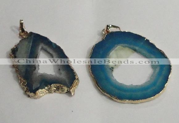 NGP1430 30*45mm - 45*55mm freeform plated druzy agate pendants