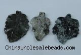 NGP1439 35*50mm - 45*60mm carved leaf moss agate pendants wholesale