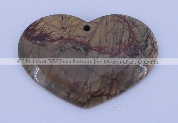 NGP148 2pcs 35*50mm heart fashion picasso jasper gemstone pendants