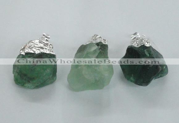 NGP1482 20*35mm - 25*45mm nuggets green fluorite pendants