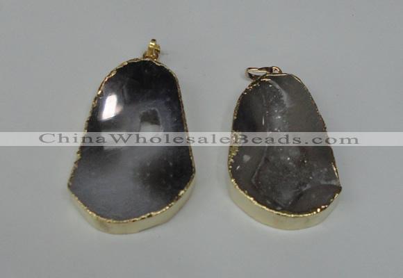 NGP1490 30*45mm - 40*50mm freeform plated druzy agate pendants