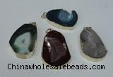 NGP1494 30*45mm - 40*50mm freeform plated druzy agate pendants