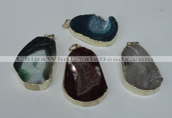 NGP1494 30*45mm - 40*50mm freeform plated druzy agate pendants
