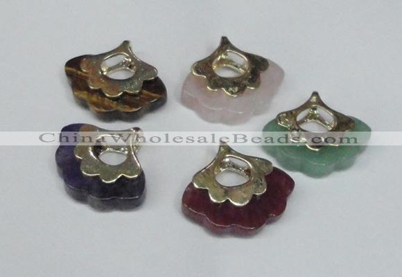 NGP1508 8*25*28mm mixed gemstone with brass setting pendants
