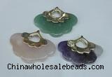 NGP1509 8*40*50mm mixed gemstone with brass setting pendants