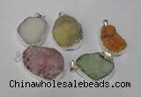 NGP1511 20*30mm - 25*35mm freeform plated druzy agate pendants