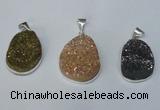 NGP1512 20*30mm - 25*35mm freeform plated druzy agate pendants