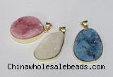 NGP1516 20*30mm - 25*35mm freeform plated druzy agate pendants