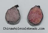 NGP1520 30*35mm - 30*40mm freeform plated druzy agate pendants