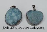 NGP1522 30*35mm - 30*40mm freeform plated druzy agate pendants