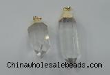 NGP1547 18*35mm - 15*50mm faceted nuggets white crystal pendants