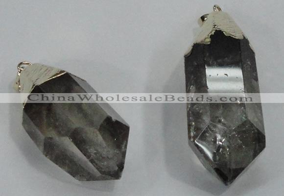 NGP1548 20*40mm - 22*50mm faceted nuggets smoky quartz pendants