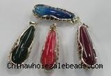 NGP1563 18*25*65mm teardrop agate with brass setting pendants