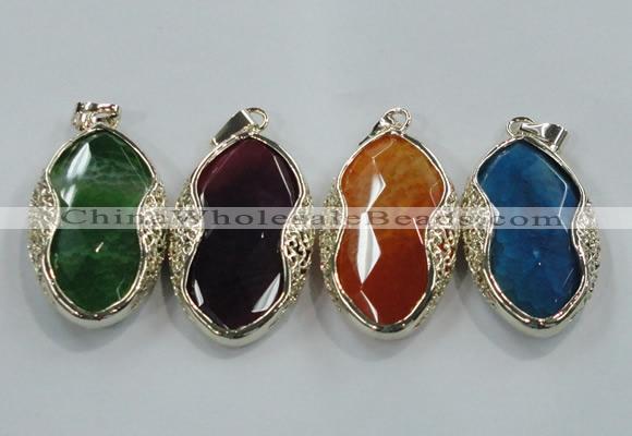 NGP1566 11*32*58mm marquise agate with brass setting pendants