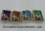 NGP1568 9*33*45mm rectangle agate with brass setting pendants