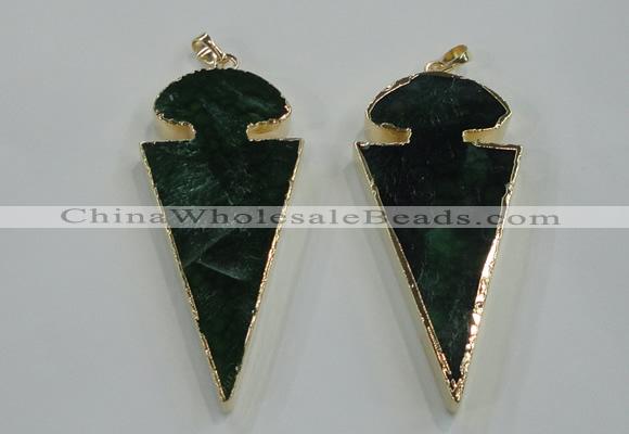 NGP1573 30*65mm arrowhead agate gemstone pendants