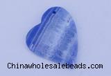 NGP165 2pcs 36*40mm heart dyed blue lace agate gemstone pendants