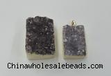 NGP1670 25*35mm - 30*45mm rectangle druzy amethyst pendants