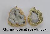 NGP1675 35*40mm - 45*50mm freeform plated druzy agate pendants