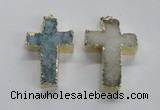 NGP1686 30*45mm - 32*50mm cross druzy agate pendants wholesale