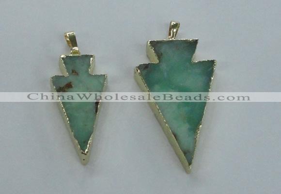 NGP1704 18*38mm - 27*47mm arrowhead australia chrysoprase pendants