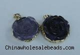NGP1709 28*30mm - 30*32mm carved flower agate gemstone pendants
