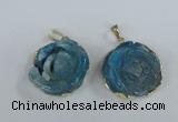 NGP1710 28*30mm - 30*32mm carved flower agate gemstone pendants