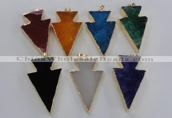 NGP1719 28*50mm - 30*55mm arrowhead agate gemstone pendants