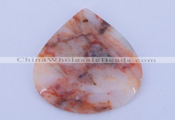 NGP173 2pcs 6*44mm flat teardrop rainbow agate gemstone pendants