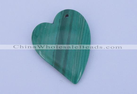 NGP174 2pcs 30*40mm heart synthetic malachite gemstone pendants