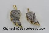 NGP1742 15*30mm - 20*40mm carved leaf druzy agate pendants