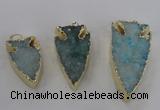 NGP1749 20*30mm - 25*50mm arrowhead druzy agate gemstone pendants