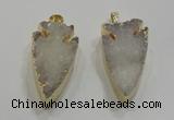 NGP1750 20*30mm - 25*50mm arrowhead druzy agate gemstone pendants
