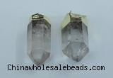 NGP1764 25*55mm - 20*60mm faceted nuggets white crystal pendants