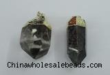 NGP1766 15*35mm - 25*40mm faceted nuggets green phantom quartz pendants