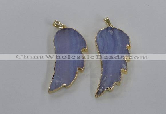 NGP1773 22*45mm - 25*50mm wing-shaped agate gemstone pendants